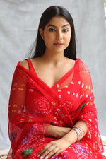 SAHELI STYLE PRESENTS GEOEGETTE BANDHANI RED SAREE