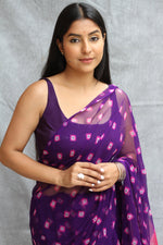SAHELI STYLEPRESENTS GEORGETTE BANDHANI PURPLE SAREE