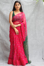 SAHELI STYLEPRESENTS GEORGEETE BANDHANI PINK SAREE