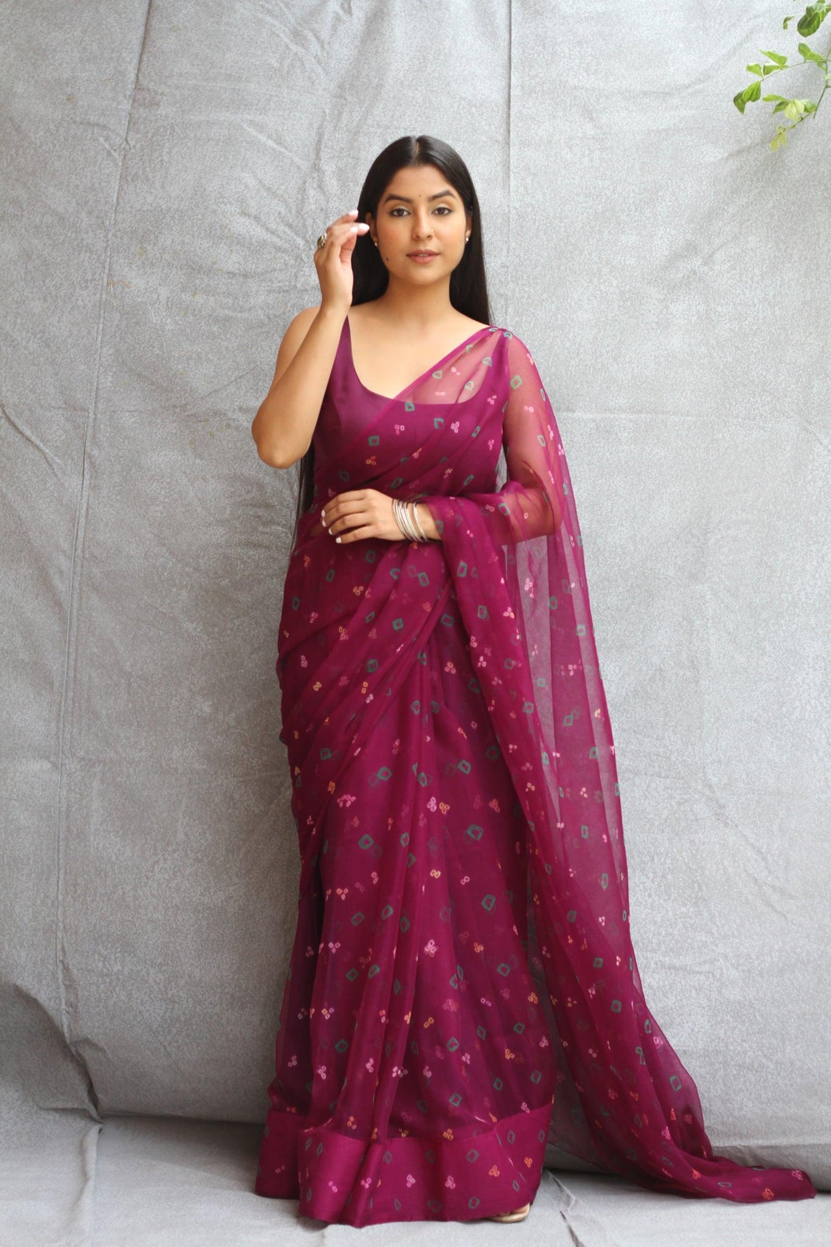 SAHELI STYLEPRESENTS GEORGETTE BANDHANI SAREE MAROON