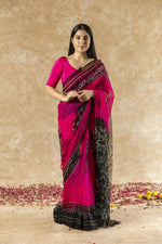 SAHELI STYLEPRESENTS GEORGETTE BANDHANI SAREE PINK+BLACK