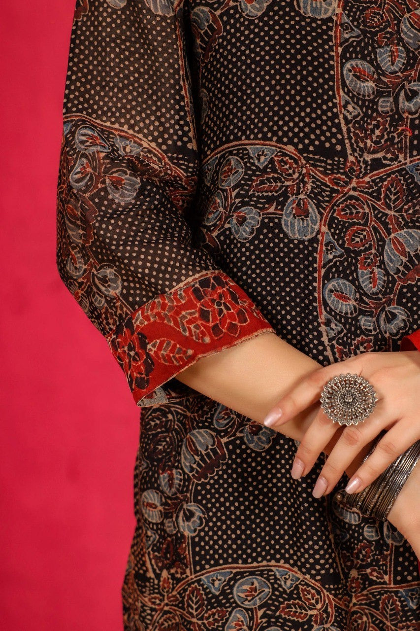 SAHELI STYLE PRESENT POLY COTTON KURTI PANT DUPATTA SET