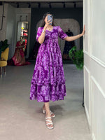 SAHELI STYLE PRESENTS GEORGETTE PURPLE FLORAL MAXI DRESS