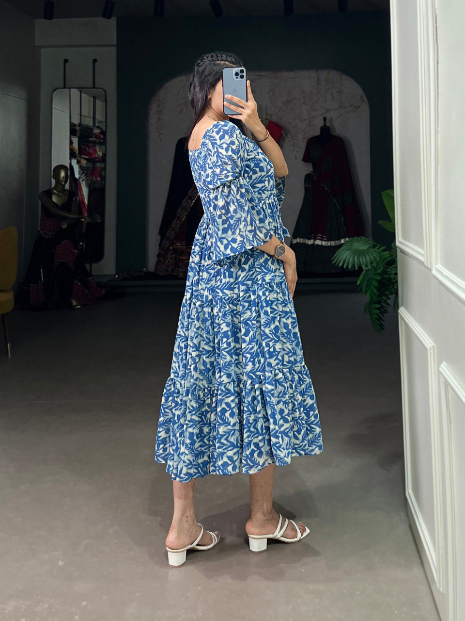 SAHELI STYLE PRESENTS SKY BLUE GEORGETTE MAXI DRESS