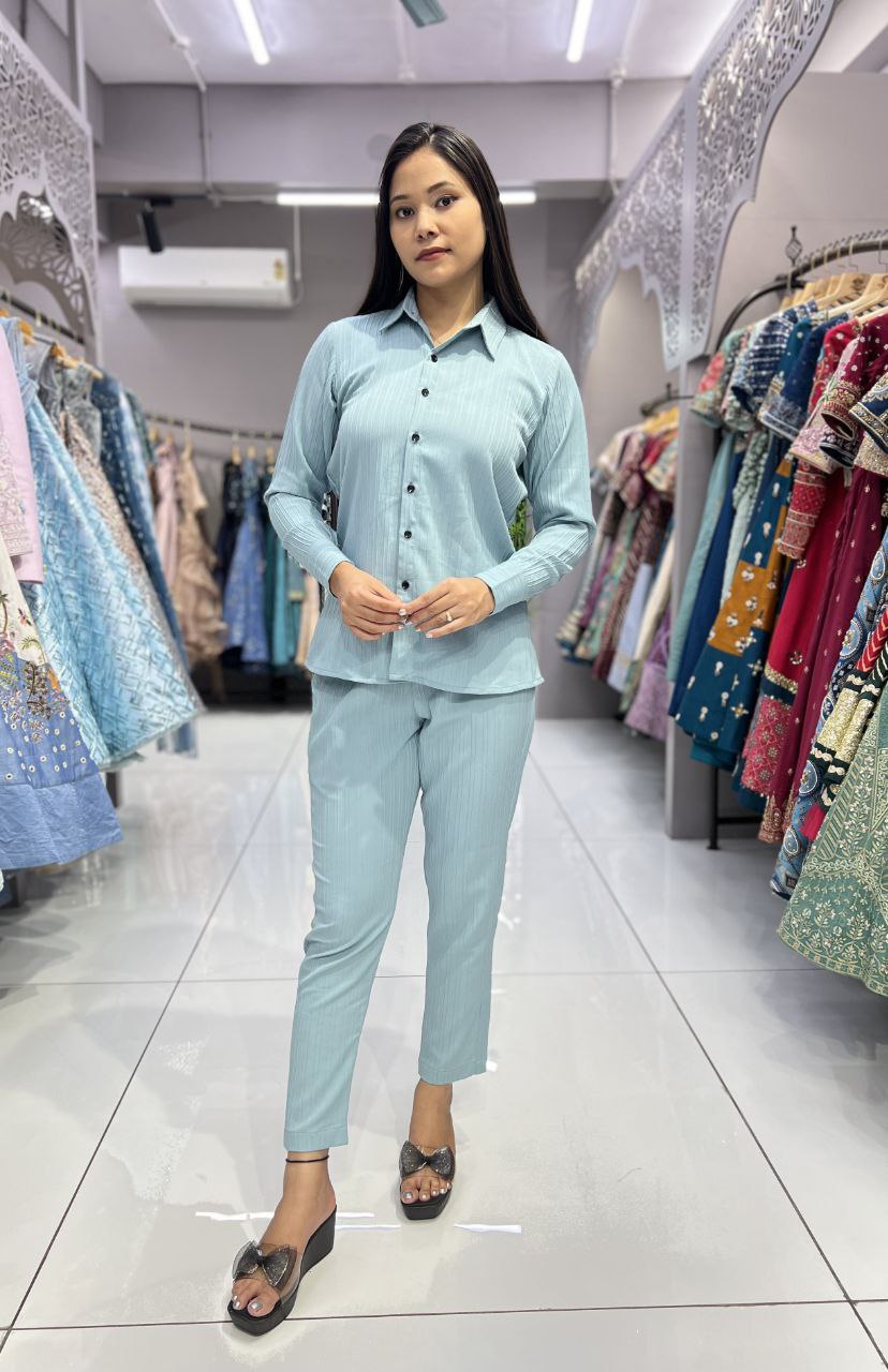 SAHELI STYLE PRESENTS PEACH SHIRT-PANT CO-ORD SET