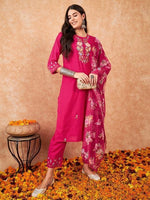 SAHELI STYLE PRESENTS TRENDY PINK KURTI BOTTOM PAIR