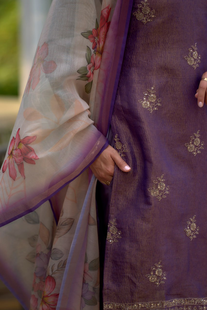 SAHELI STYLE Presents Lavender Elegant Straight Kurti Pant Dupatta Set