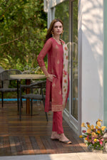 SAHELI STYLE Presents Baby Pink Elegant Straight Kurti Pant Dupatta Set