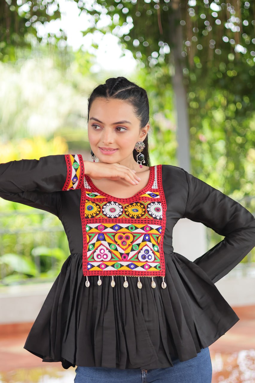 SAHELI STYLE PRESENTS NAVRATRI COLLECTION BLACK TOP WITH HAND WORK