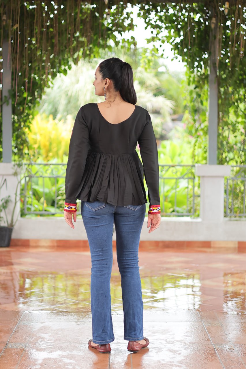 SAHELI STYLE PRESENTS NAVRATRI COLLECTION BLACK TOP WITH HAND WORK