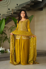 SAHELI STYLE PRESENTS SHARARA TOP BOTTOM PAIR MEHNDI COLOUR