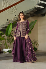 SAHELI STYLE PRESENTS SHARARA PAIR TOP WITH BOTTOM IN VINE COLOUR 🍇