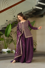 SAHELI STYLE PRESENTS SHARARA PAIR TOP WITH BOTTOM IN VINE COLOUR 🍇