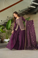 SAHELI STYLE PRESENTS SHARARA PAIR TOP WITH BOTTOM IN VINE COLOUR 🍇