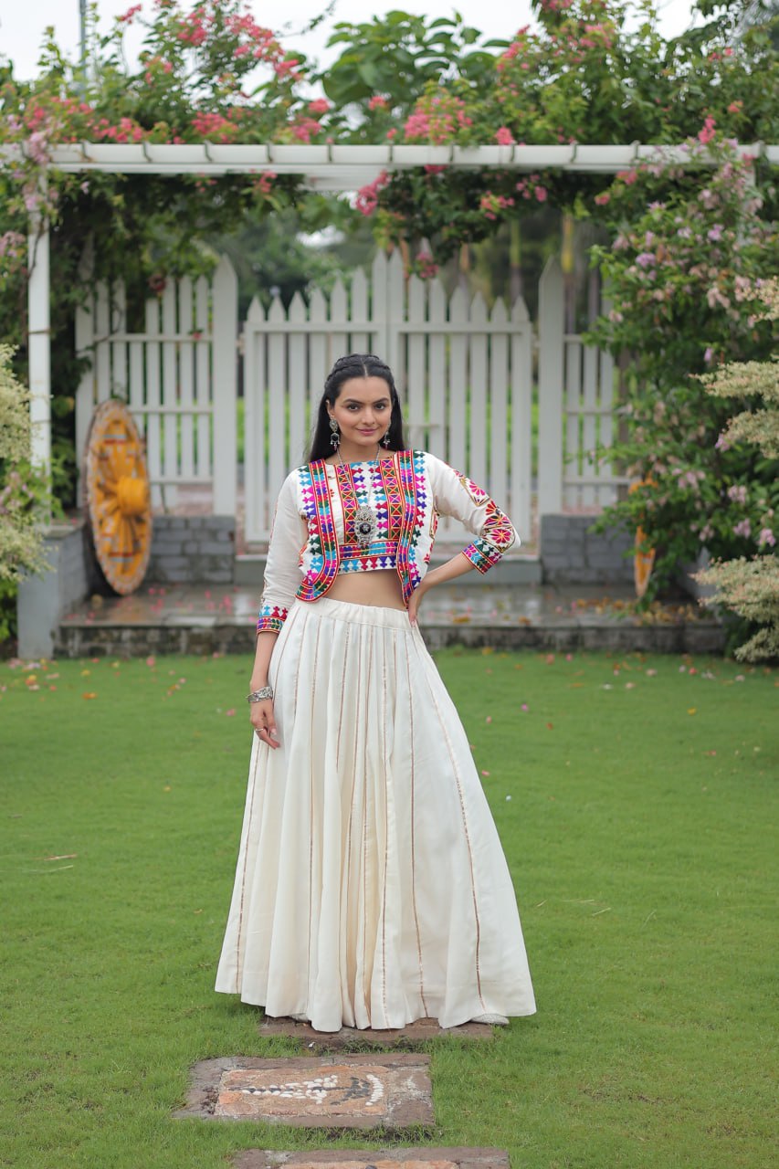 SAHELI STYLE PRESENTS — WHITE WONDER NAVRATRI LEHENGA CHOLI