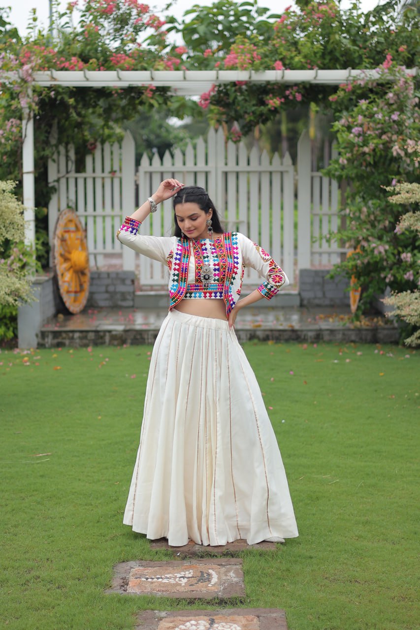 SAHELI STYLE PRESENTS — WHITE WONDER NAVRATRI LEHENGA CHOLI