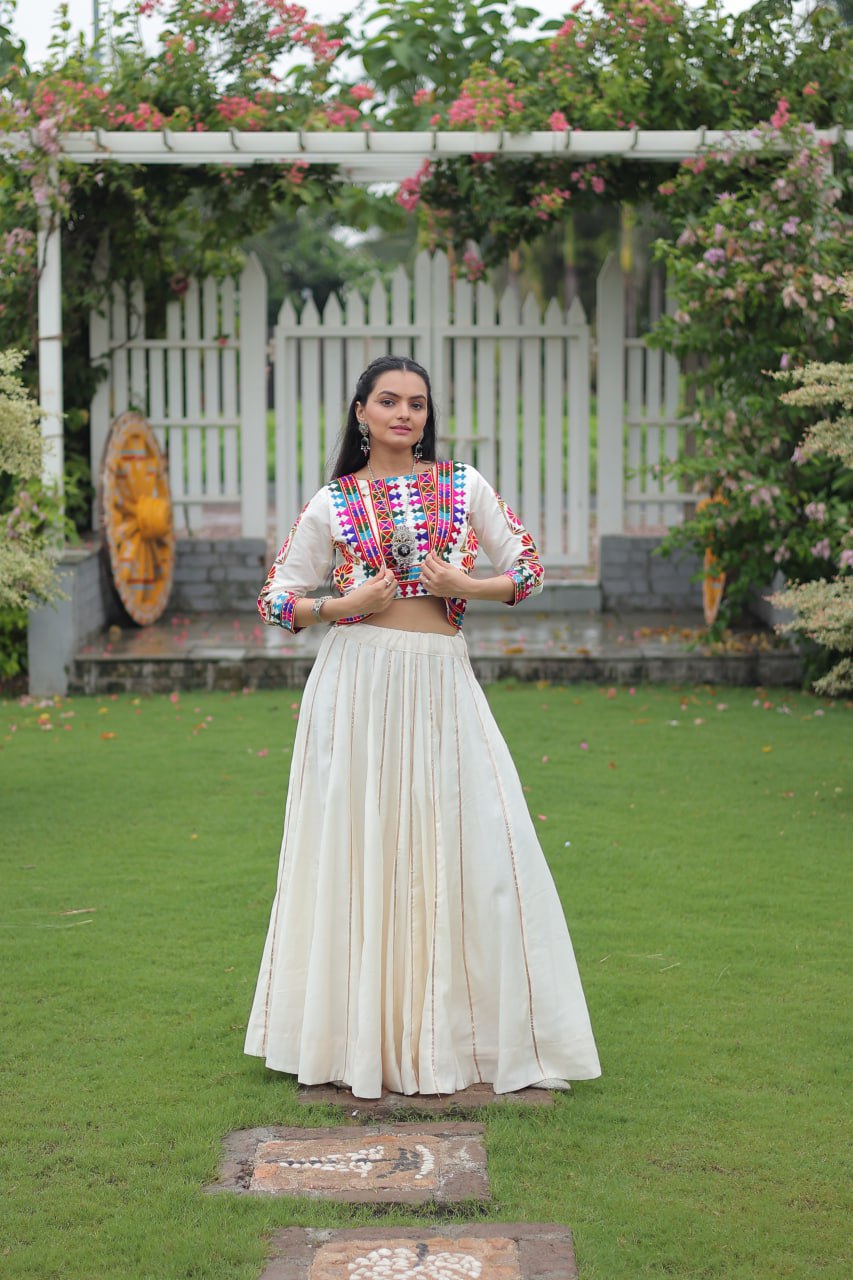 SAHELI STYLE PRESENTS — WHITE WONDER NAVRATRI LEHENGA CHOLI