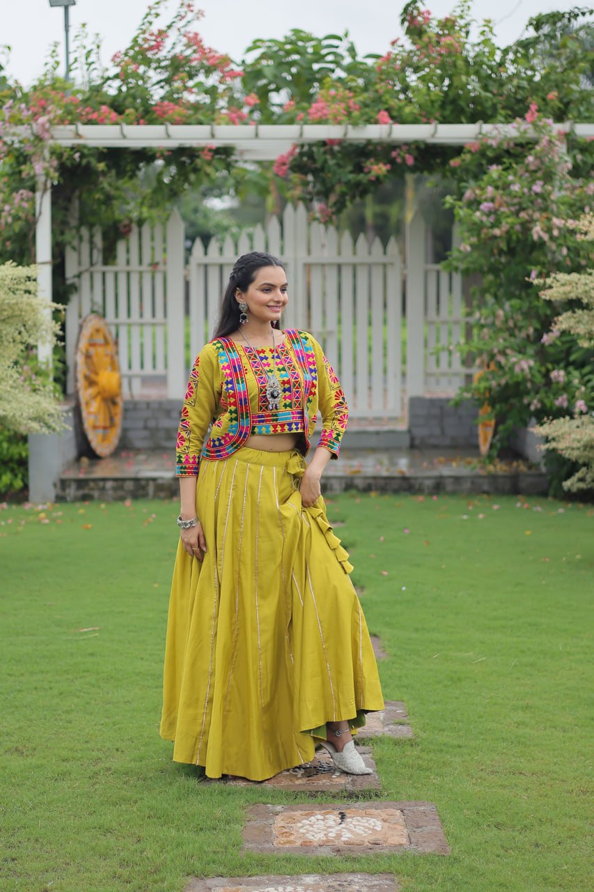 SAHELI STYLE PRESENTS YELLOW COLOURS NAVARATRI SPECIAL LEHNGHA CHOLI