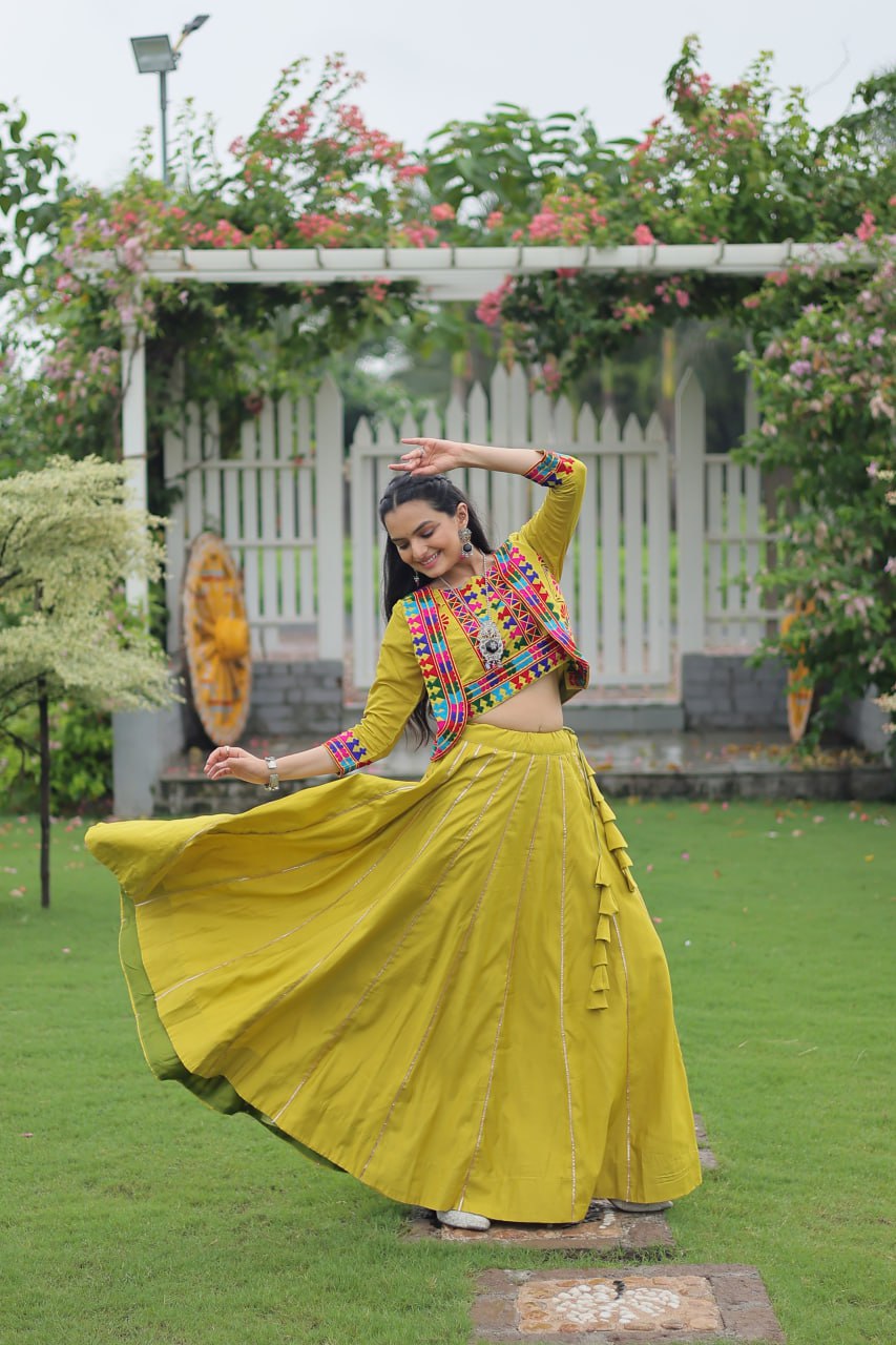SAHELI STYLE PRESENTS YELLOW COLOURS NAVARATRI SPECIAL LEHNGHA CHOLI