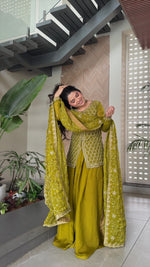 SAHELI STYLE PRESENTS SHARARA TOP BOTTOM PAIR MEHNDI COLOUR