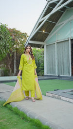SAHELI STYLE Presents Yellow Kurti Pant Dupatta Set