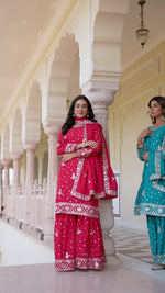 Desinger House Presents Red Color Top Bottom 3Pcs Sharara Pair