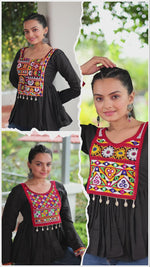 SAHELI STYLE PRESENTS NAVRATRI COLLECTION BLACK TOP WITH HAND WORK