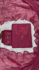 SAHELI STYLE PRESENTS GEORGEET WITH EMBROIDERY SEQUENCE DESIGN WORK KURTI SET