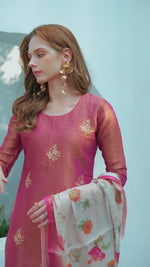 SAHELI STYLE Presents Baby Pink Elegant Straight Kurti Pant Dupatta Set