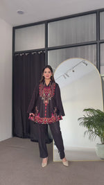 SAHELI STYLE SUMMER SEASON SPECIAL CREAP SILK PRINTED WORKCO-ORD SETS